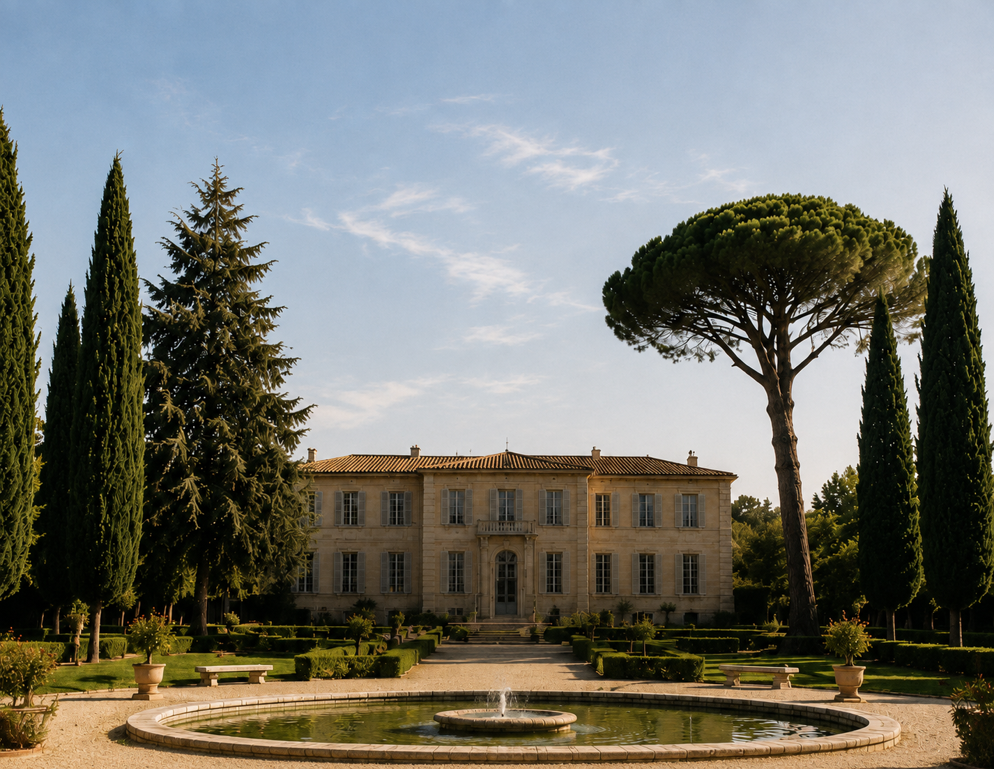 Le Château de la Mogère, son jardin et son bassin